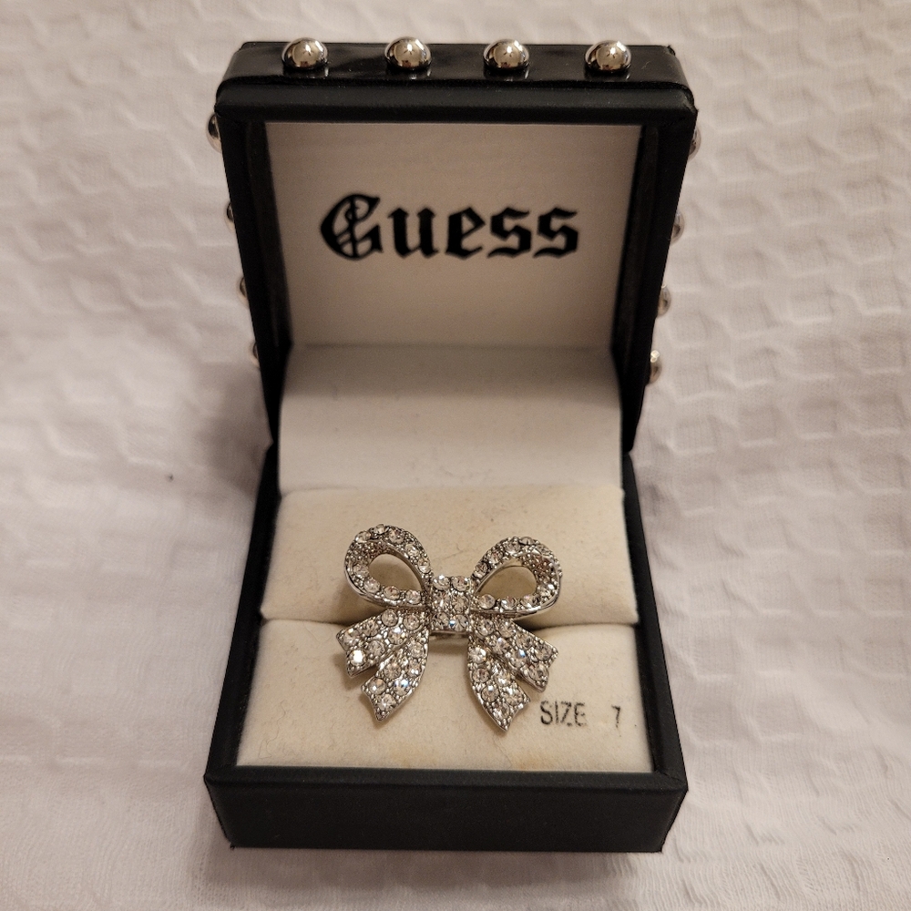 GUESS Rhinestone Bow Ring - New Size 7